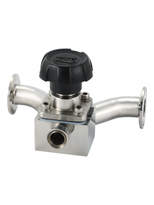 BM3TC-Diaphragm Valve Manual Type With SS304 Upper Body+  3-Way T Type Clamp Ends+EPDM/PTFE  Seat 