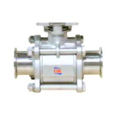 BV2W3C-Sanitary Ball Valve 2Way 3PC+PTFE  Full Cavity Seat Full Port+  Clamp Ends W/ High ISO Mount+304 HA1 Handle With Lock Device 